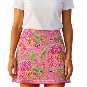 Island Republic Skirt A Line Mini Zip Back Pink Floral Cotton Size 6